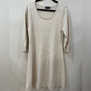 VTG My Michelle Knit Cream Long Sleeve Dress